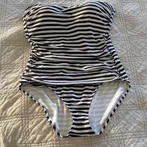 Tommy Bahama Black and White Striped One Piece Swimsuit